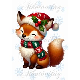   Párnablokk - vászontáska blokk - Cuki mosolygós mikulássapkás rókával