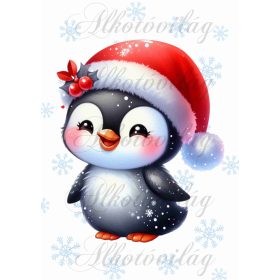   Párnablokk - vászontáska blokk - Cuki mosolygós pingvin mikulássapkában