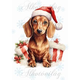   Párnablokk - vászontáska blokk ajándékcsomagokkal és tacskó kutyussal - kb. 23 x 20 cm