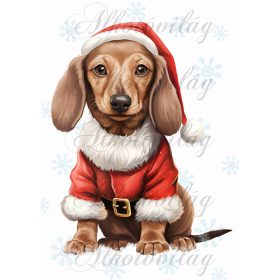   Párnablokk - vászontáska blokk mikulásruhás tacskó kutyussal - kb. 25 x 19 cm