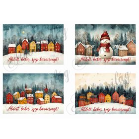   Téli képeslapok ÁLDOTT, BÉKÉS, SZÉP KARÁCSONYT FELIRATTAL - 13 x 8,5 cm