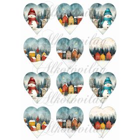 Téli tájak 6 cm magas szíveken