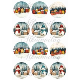 Téli tájak 6 cm átmérőjű körökön