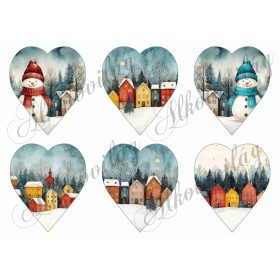 Téli tájak 9 cm magas szíveken