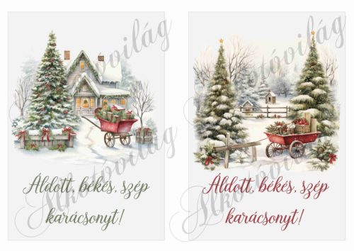 Vintage képek ÁLDOTT, BÉKÉS, SZÉP KARÁCSONYT felirattal - 13 x 19 cm