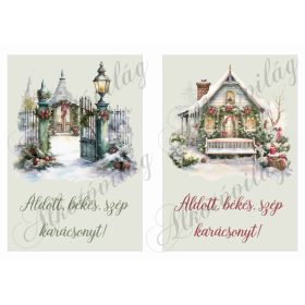   Vintage képek ÁLDOTT, BÉKÉS, SZÉP KARÁCSONYT felirattal 2 - 13 x 19 cm