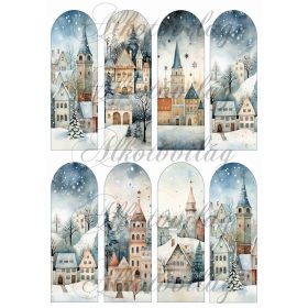 Íves könyvjelzők téli falu részlettel - 13,5 x 4,5 cm