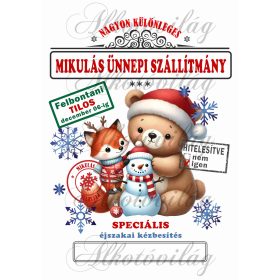   Mikulászsák aranyos róka és mackó hóembert épít - december 06-ra