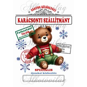 Mikulászsák cuki ülő játékmackó - december 24-re