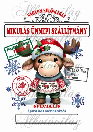 Mikulászsák cuki, jávorszarvas karácsonyi ruhában - december 06-ra