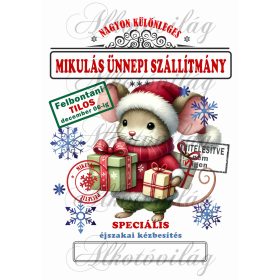   Mikulászsák cuki, kicsi egér ajándékokkal, karácsonyi ruhában - december 06-ra