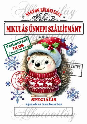 Mikulászsák cuki, sündisznó karácsonyi ruhában 2 - december 06-ra