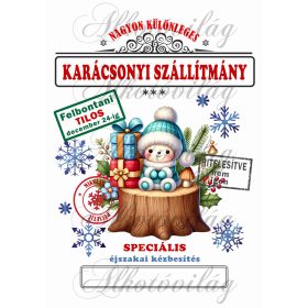   Mikulászsák karácsonyi ajándékok farönkön - december 24-re