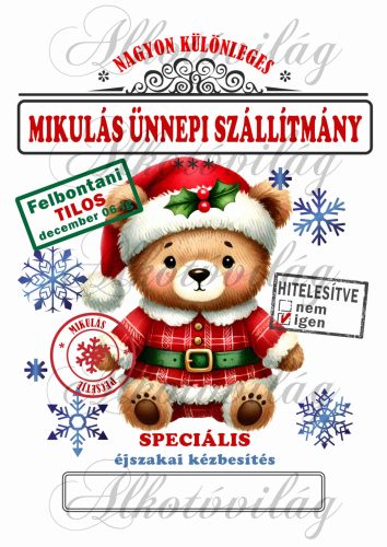 Mikulászsák karácsonyi aranyos maci ártatlan szemekkel - december 06-ra