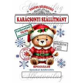   Mikulászsák karácsonyi aranyos maci ártatlan szemekkel - december 24-re