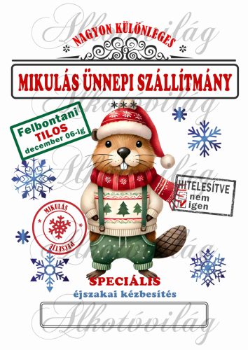 Mikulászsák karácsonyi zöld-piros ruhás cuki hóddal - december 06-ra