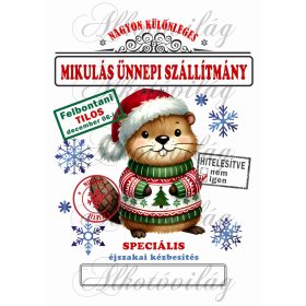   Mikulászsák karácsonyi zöld-piros ruhás cuki hóddal 2 - december 06-ra