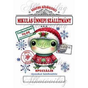   Mikulászsák ártatlan, aranyos béka karácsonyi ruhában - december 06-ra