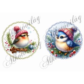 Kismadarak fenyőágon 13,5 cm-es csavart körökben