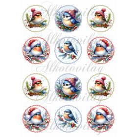 Kismadarak fenyőágon 6 cm-es csavart körökben