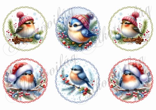 Kismadarak fenyőágon 8,5 cm-es csavart körökben