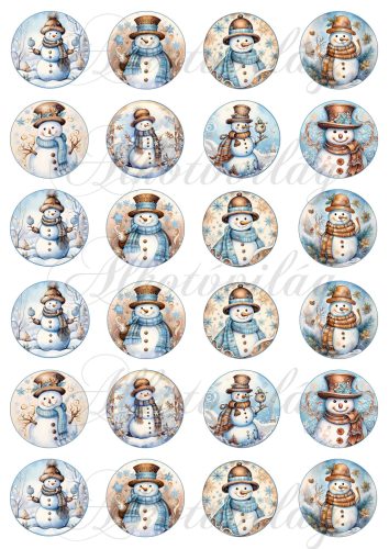 Cuki hóemberkék country stílusban - 4 cm körökben