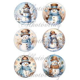 Cuki hóemberkék country stílusban - 8,5 cm körökben