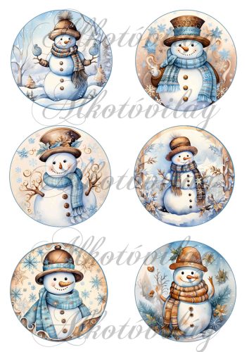 Cuki hóemberkék country stílusban - 8,5 cm körökben