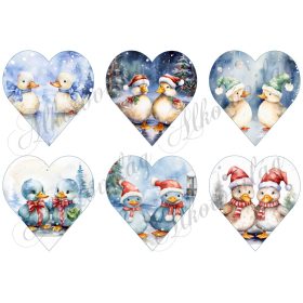 Cuki karácsonyi kacsák 9 cm magas szíveken