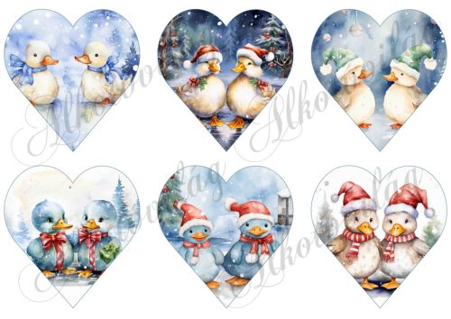 Cuki karácsonyi kacsák 9 cm magas szíveken
