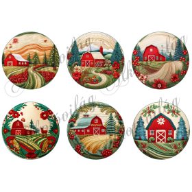 Hímzett jellegű karácsonyi körök - 8,5 cm