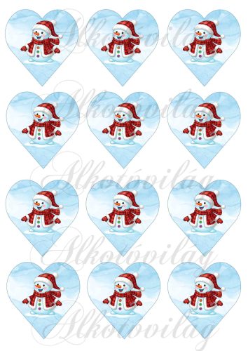 Mosolygós hóember 6,5 cm magas szíveken