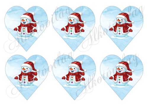 Mosolygós hóember 9 cm magas szíveken