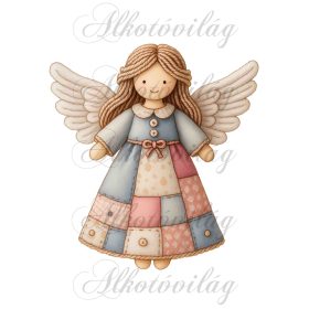 Angyalka patchwork ruhában - 22 cm