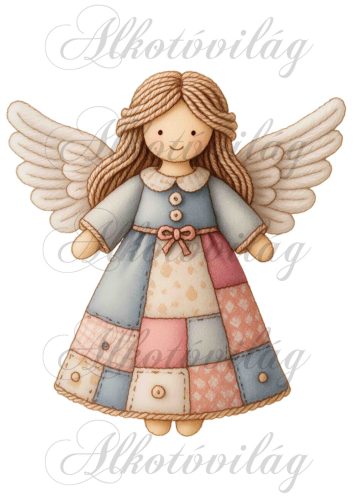 Angyalka patchwork ruhában - 22 cm