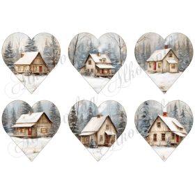   Házikó az erdő közepén vintage hangulatban - 9 cm magas szíveken