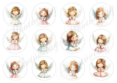 Kedves angyalkák 6 cm-es körökben