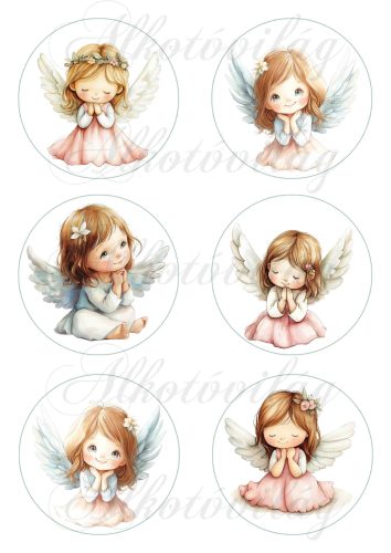 Kedves angyalkák 8,5 cm-es körökben 2. változat