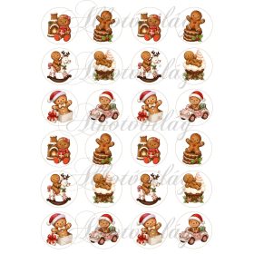 Kedves mézeskalács figurák 4 cm-es körökben