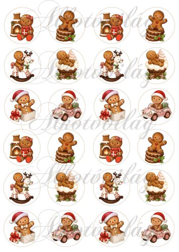 Kedves mézeskalács figurák 4 cm-es körökben