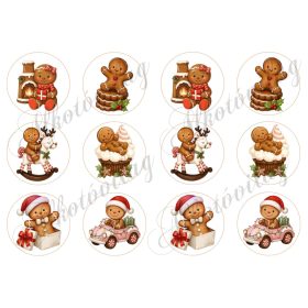 Kedves mézeskalács figurák 6 cm-es körökben