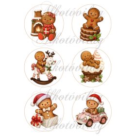 Kedves mézeskalács figurák 8,5 cm-es körökben