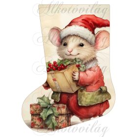 Mikuláscsizmák vintage karácsonyi hangulatban egérkével