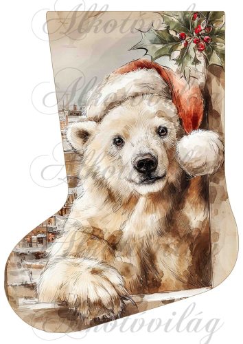 Mikuláscsizmák vintage karácsonyi hangulatban jegesmacival