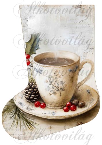 Mikuláscsizmák vintage karácsonyi hangulatban kávéval