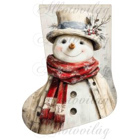   Mikuláscsizmák vintage karácsonyi hangulatban mosolygós hóemberrel