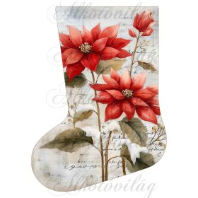   Mikuláscsizmák vintage karácsonyi hangulatban piros mikulásvirággal