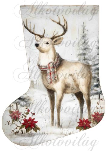 Mikuláscsizmák vintage karácsonyi hangulatban szarvassal 2