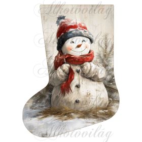   Mikuláscsizmák vintage karácsonyi hangulatban tüneményes hóemberrel