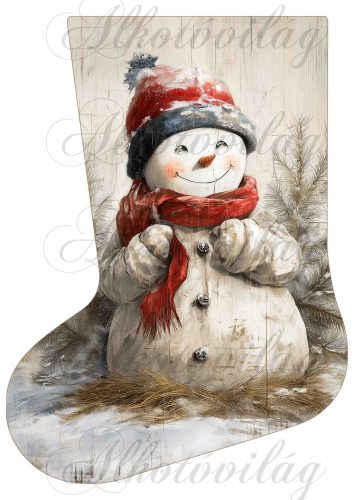 Mikuláscsizmák vintage karácsonyi hangulatban tüneményes hóemberrel